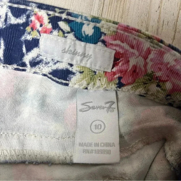 Seven 7 Premium Jeans Stretch Womens Skinny Blue Floral Print Denim Size 10 New - Picture 7 of 8